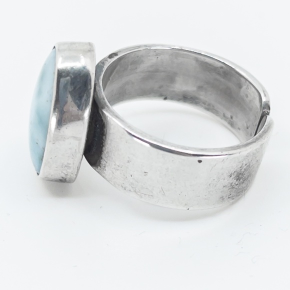 Sterling Silver Larimar Stone Size 6 Ring - Picture 2 of 3